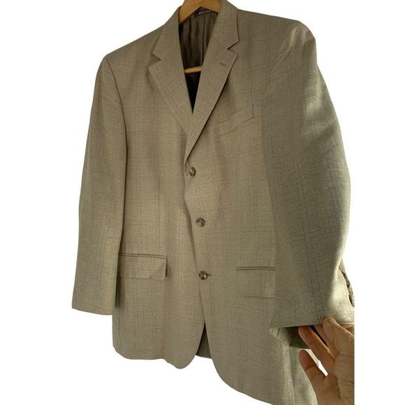 Oscar De La Renta Sport Coat 42R Silk Linen Wool 3 Button EUC 6343 Ventless - Picture 2 of 9